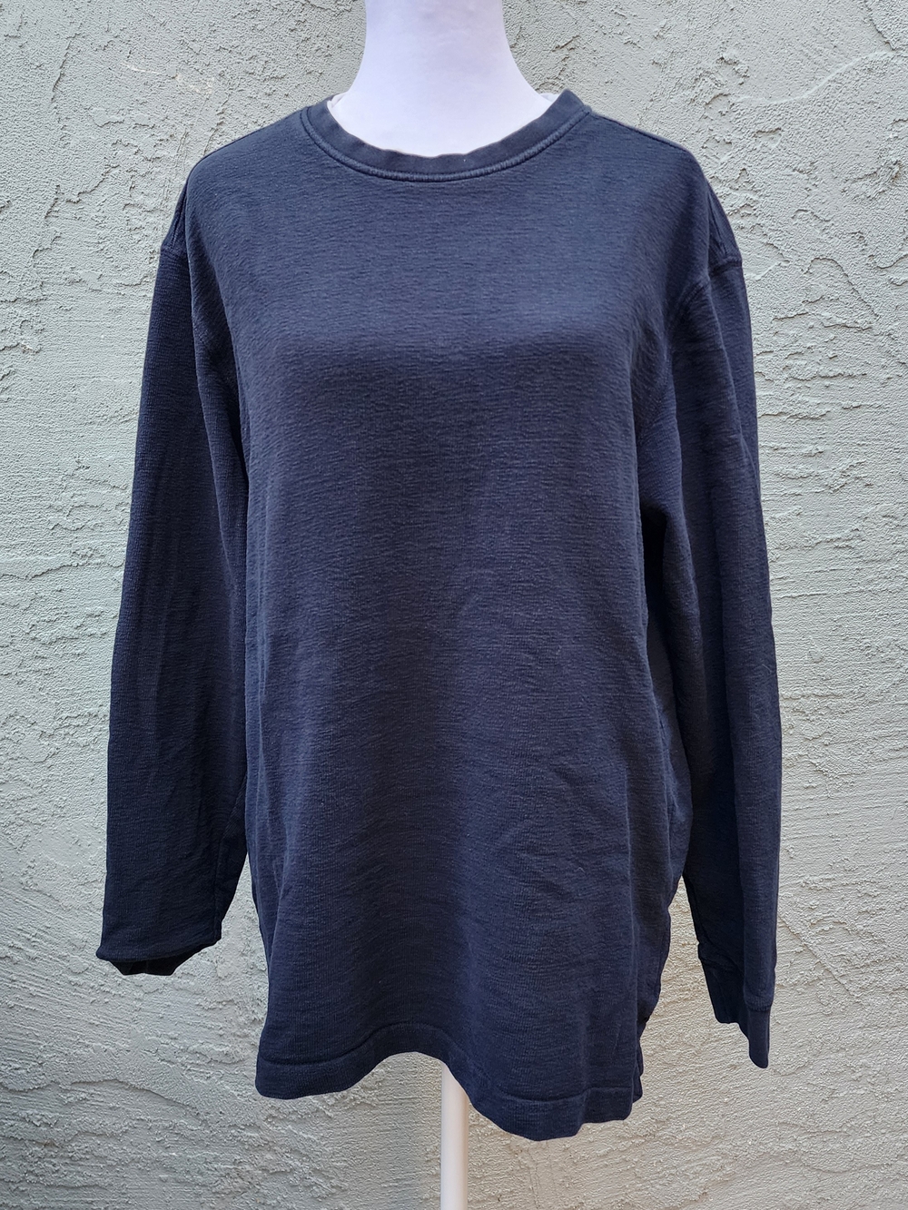 ZARA Navy Blue Textured Knit Crewneck Sweatshirt Size M